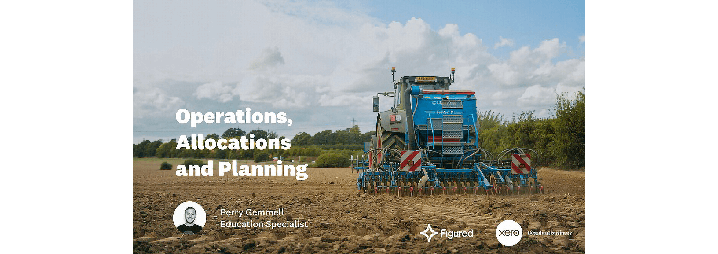 Operations, allocations and planning video still. A tractor ploughs a field.