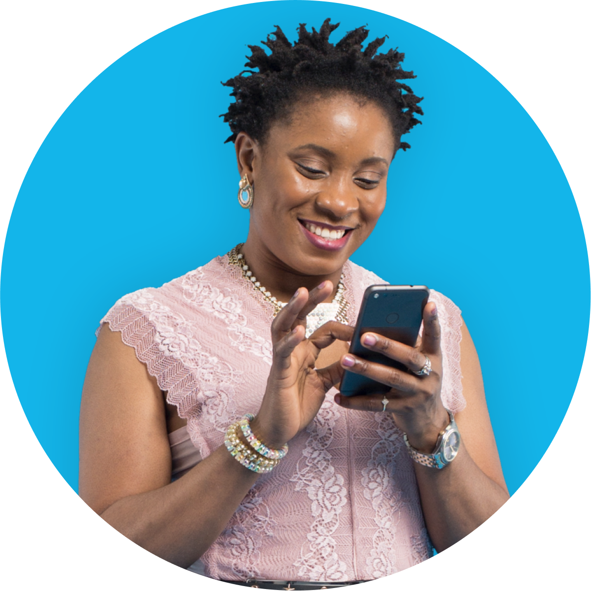 Woman on her phone checking her accounting records in Xero