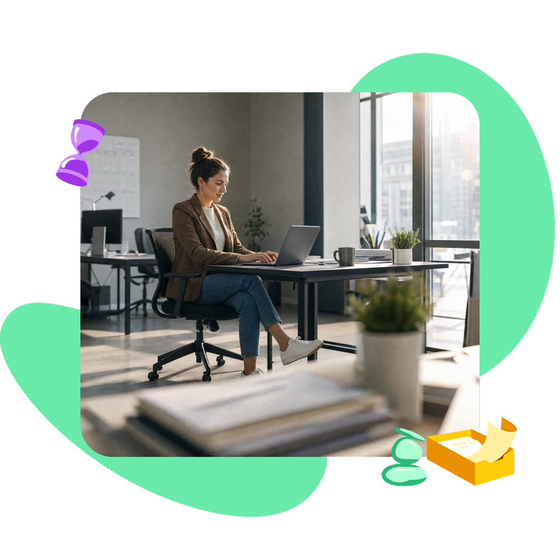 Small business owner reviewing a Wagepoint pay run and payroll costs in Xero accounting software on a laptop.