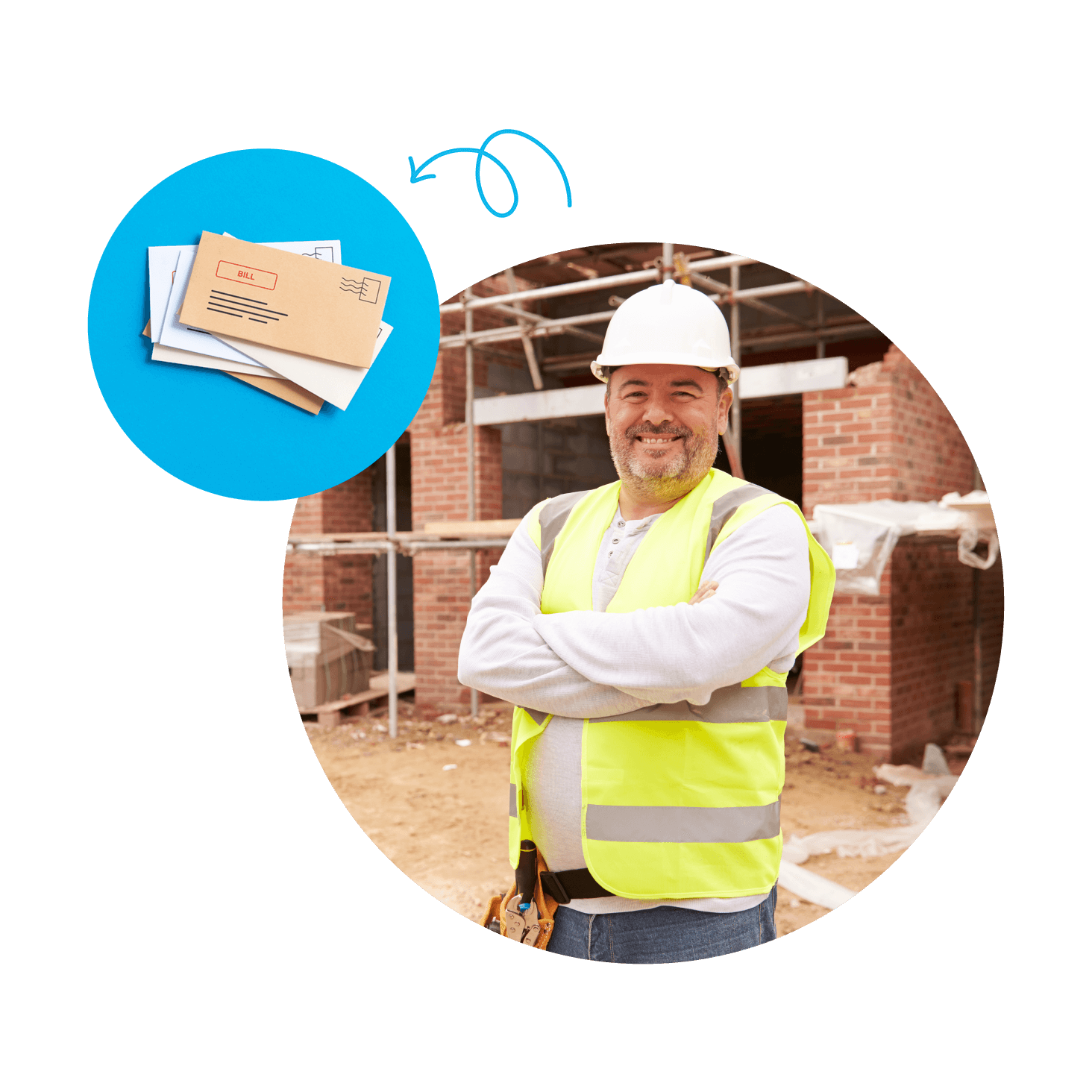 A building foreman at a construction site is relaxed about their CIS scheme deductions, knowing Xero makes it easy.