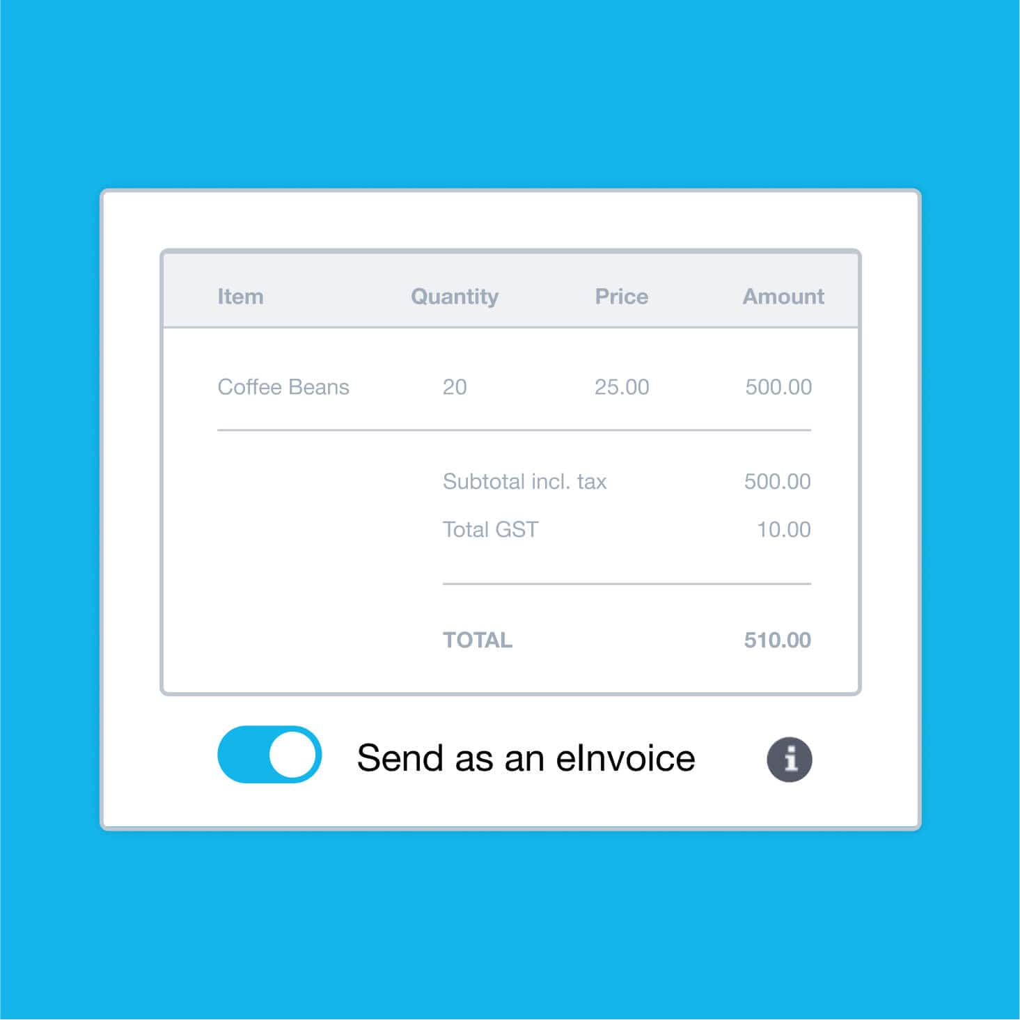 Electronic invoicing software shows a ‘Send as an e-invoice’ button so you can invoice directly.