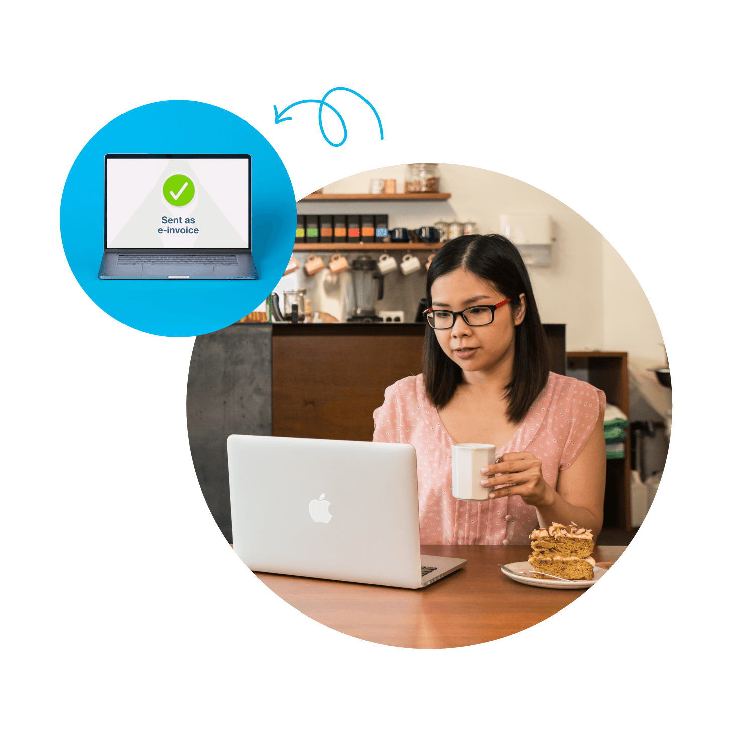 A business owner uses Xero electronic billing software on her laptop.