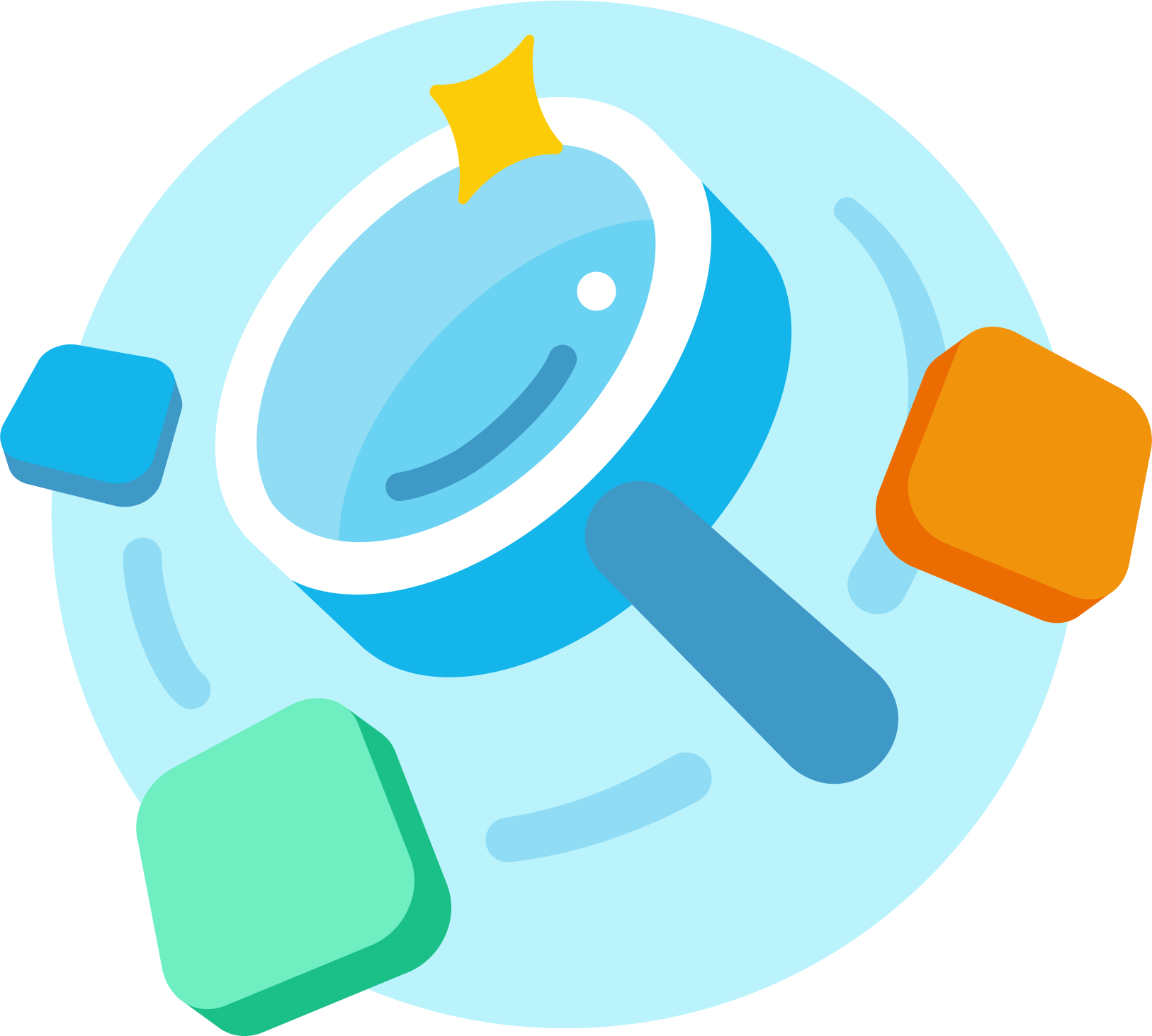 A cartoon magnifying glass