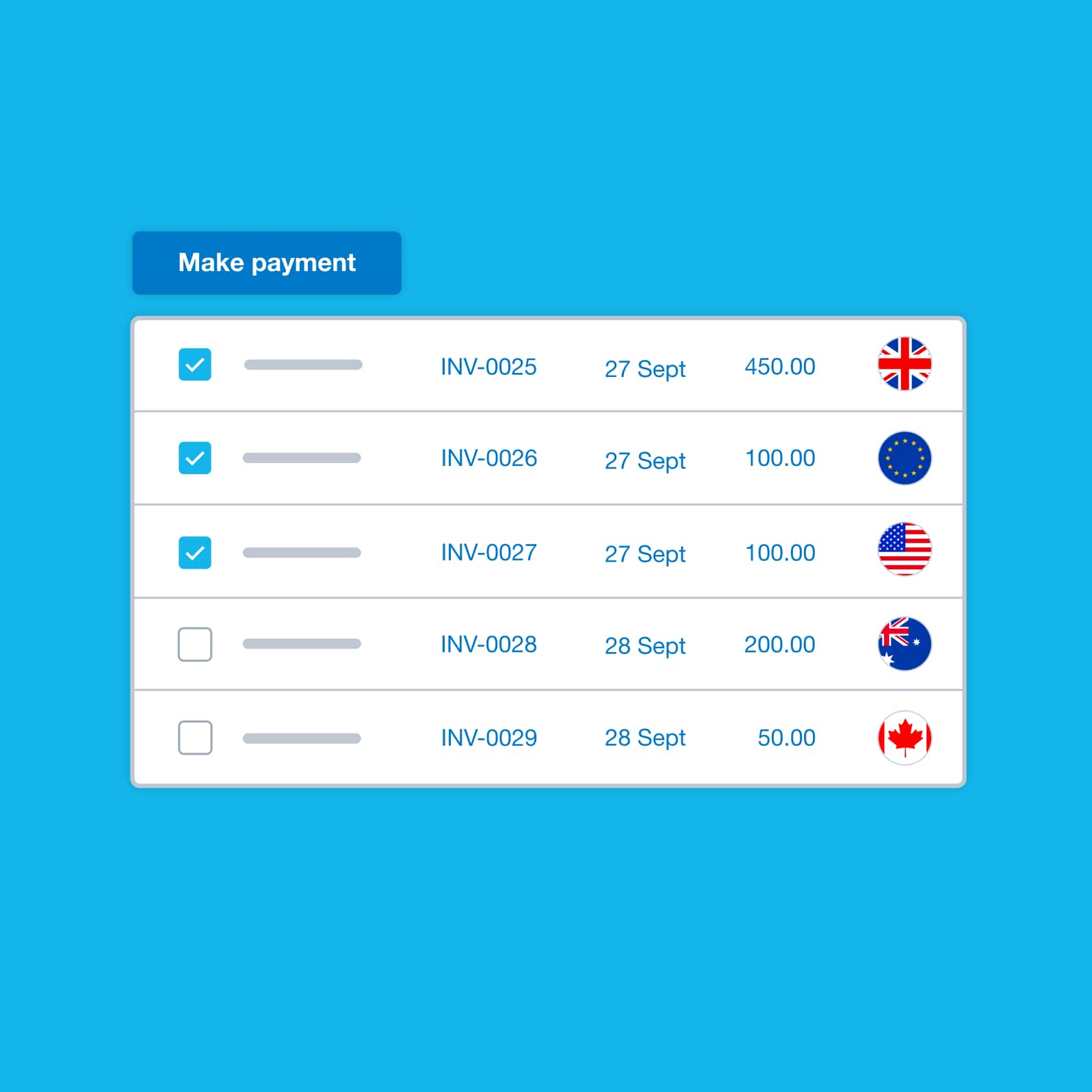 A list of outstanding bills displays in Xero so the business can schedule the date on which to pay each one.