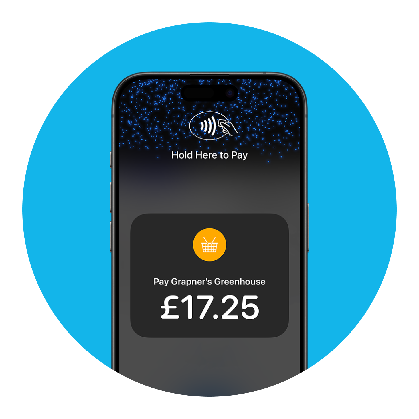 An iPhone showing where to make contactless payment.
