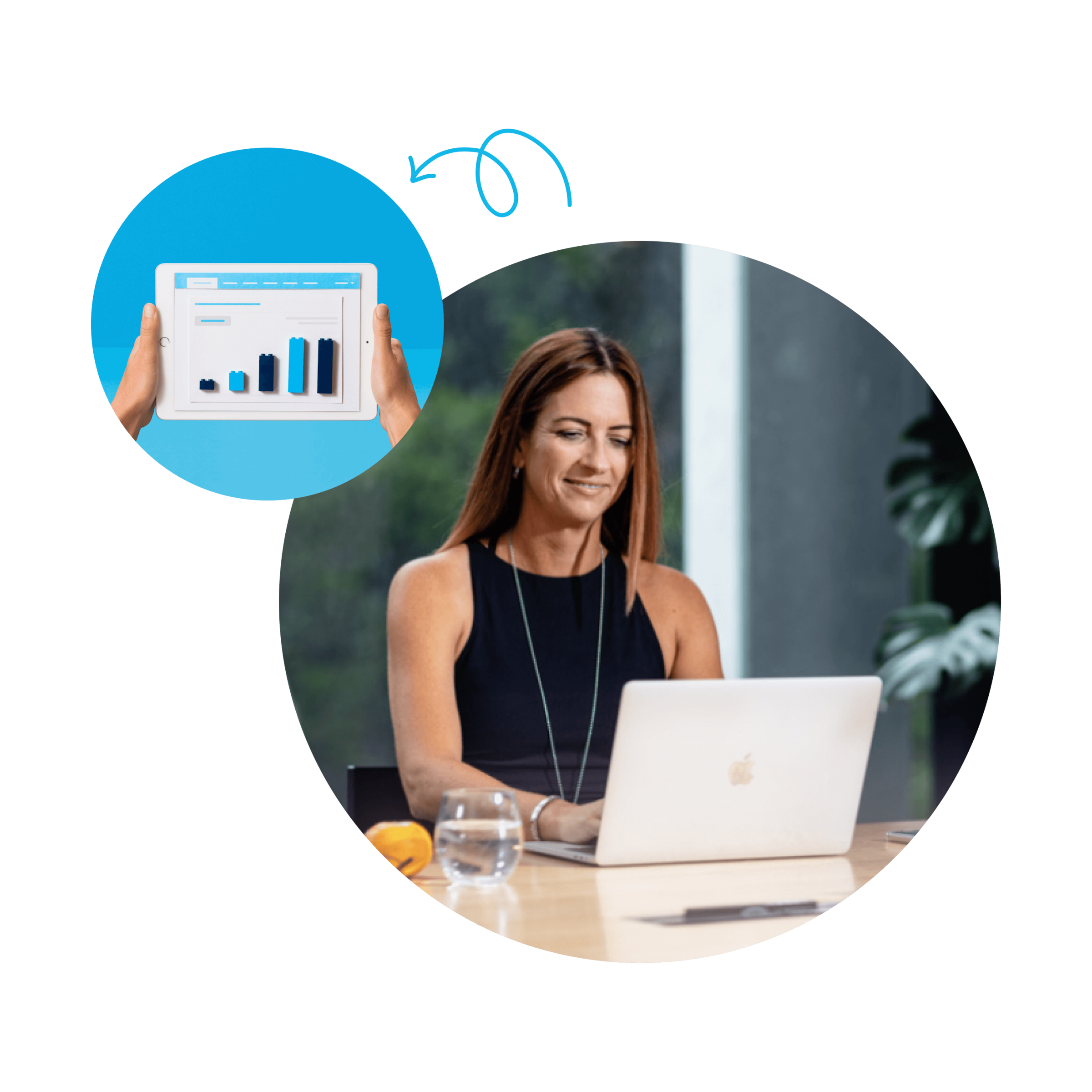 A small business owner views a bar chart on the Xero dashboard to track their business performance.