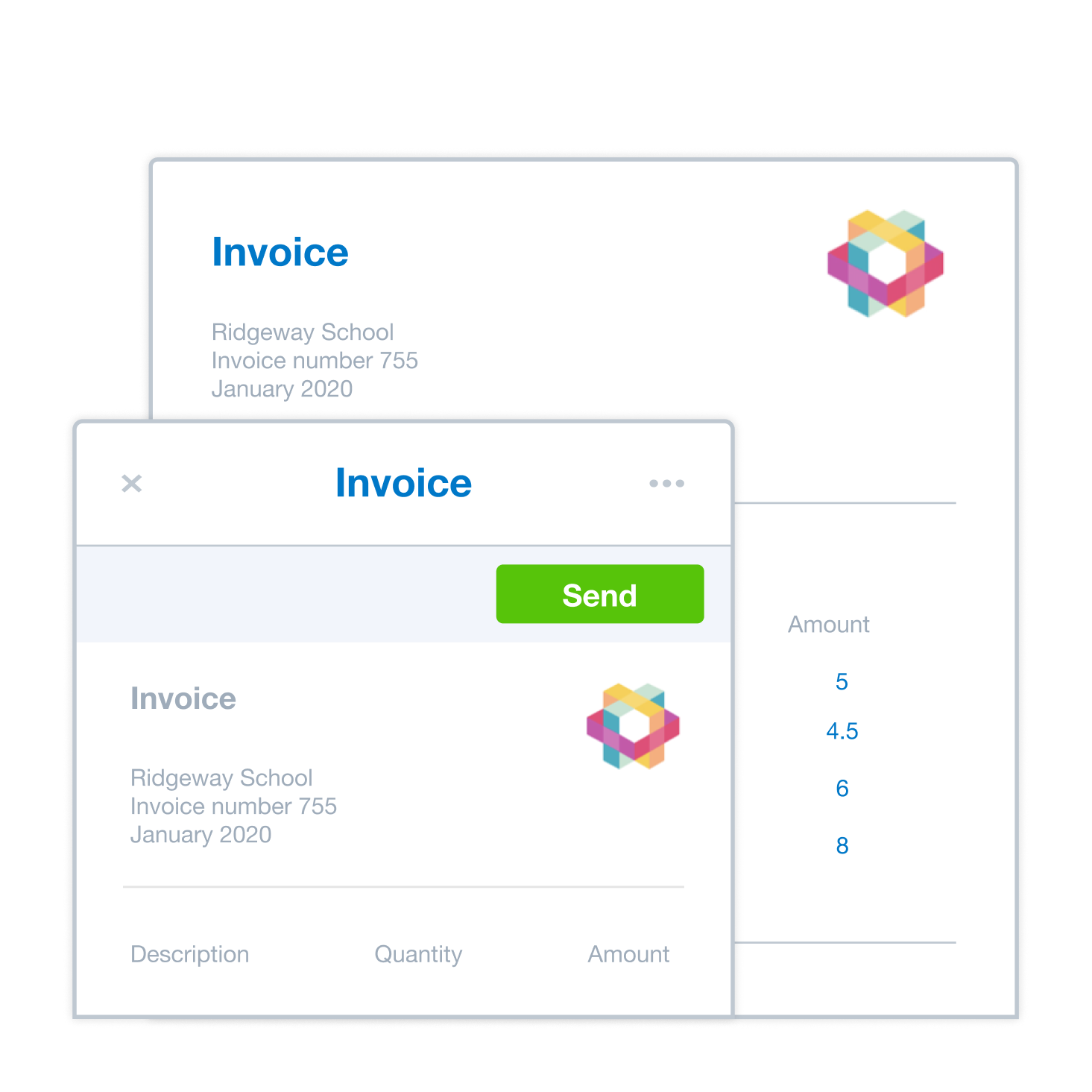 An invoice shows the details of tracked time and the amount charged in time tracking software.