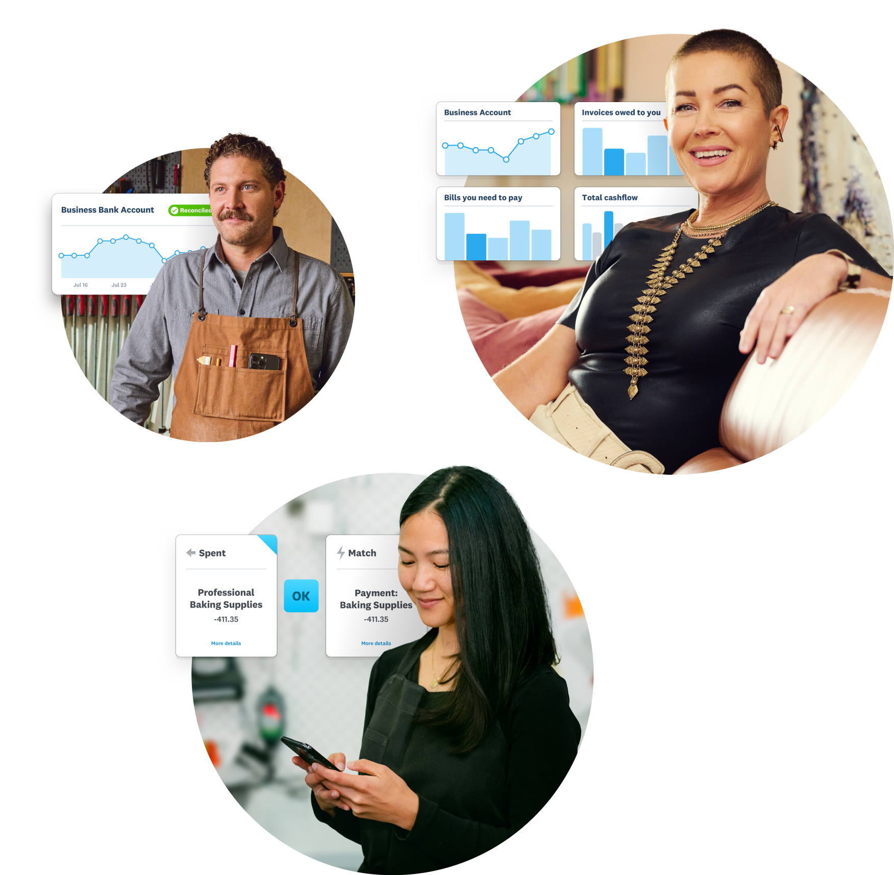 Collection of customers paired with images of the Xero product