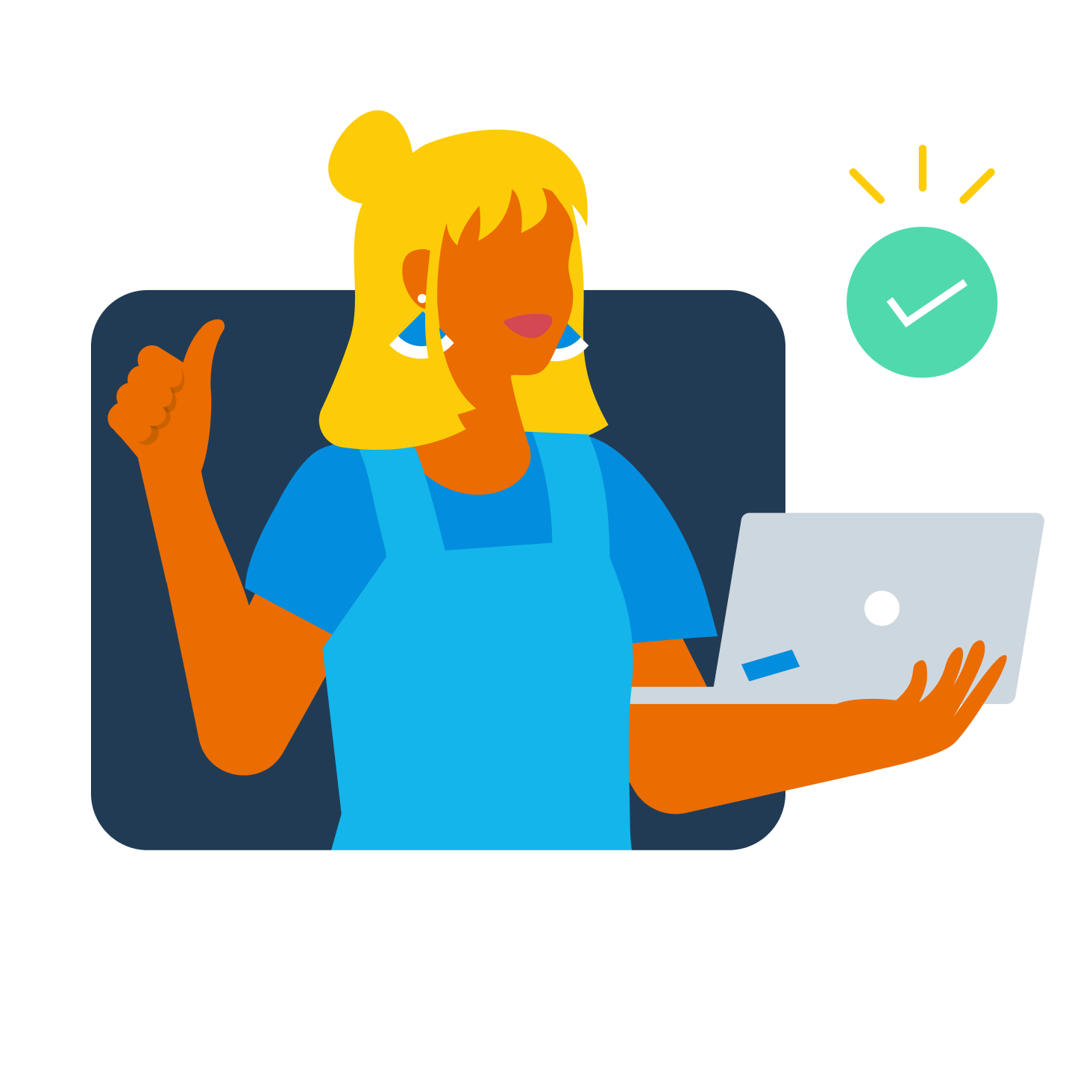 Illustration of woman with laptop