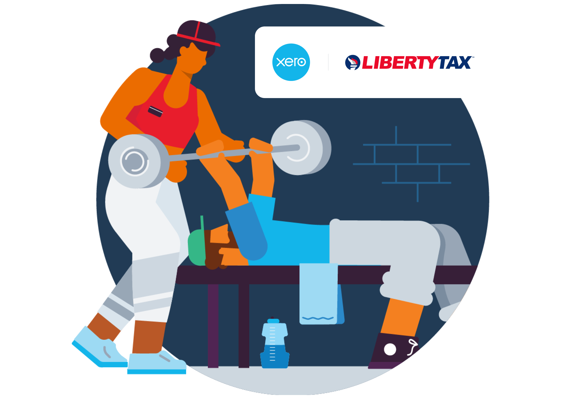 Illustration of people working out in the gym