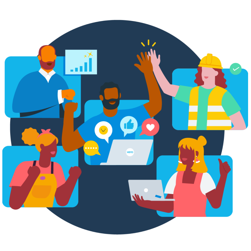 Illustration of a lot of people collaborating together.