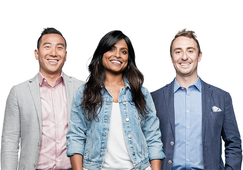A group of three smiling accountants.