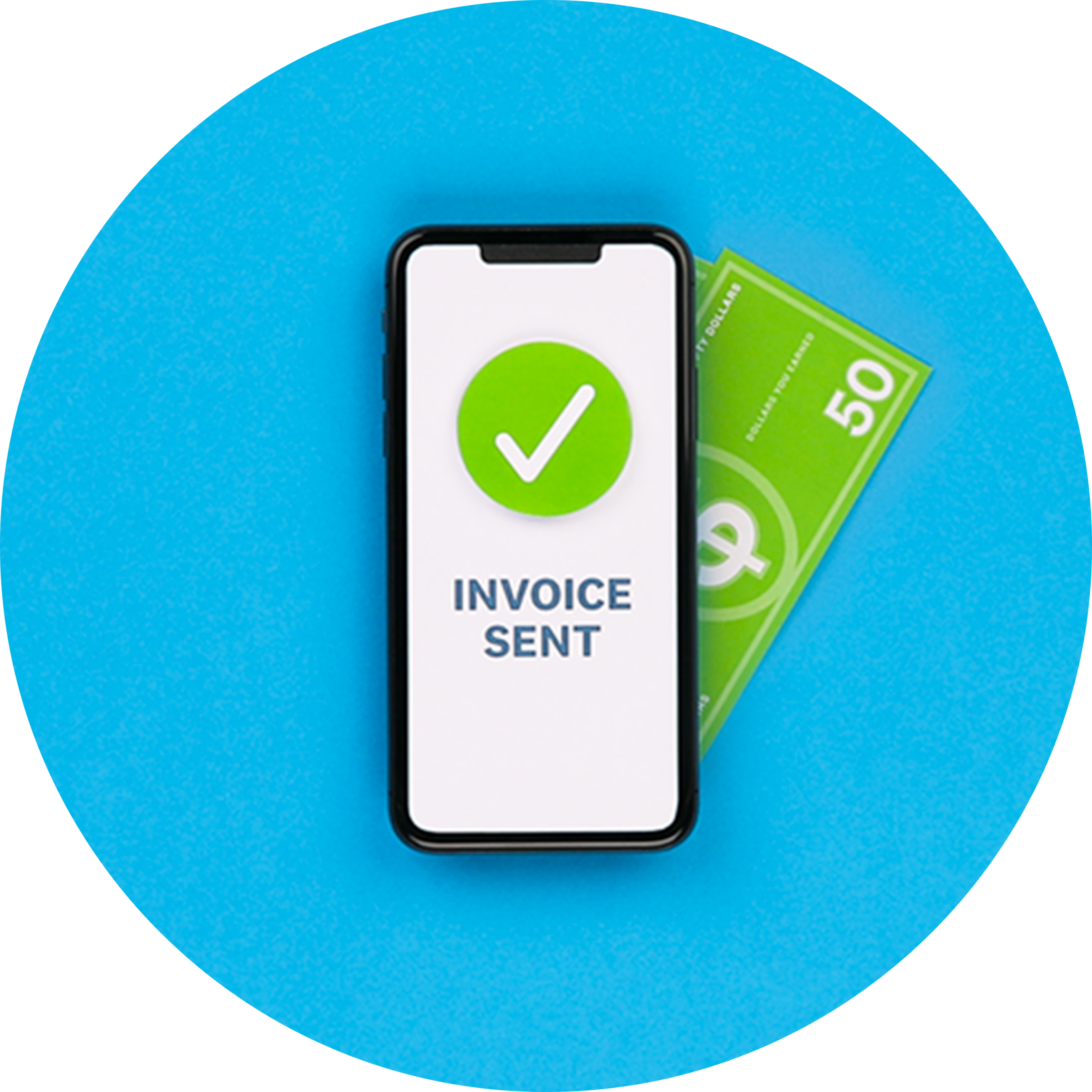 An invoice sent message displays in the Xero Accounting app.