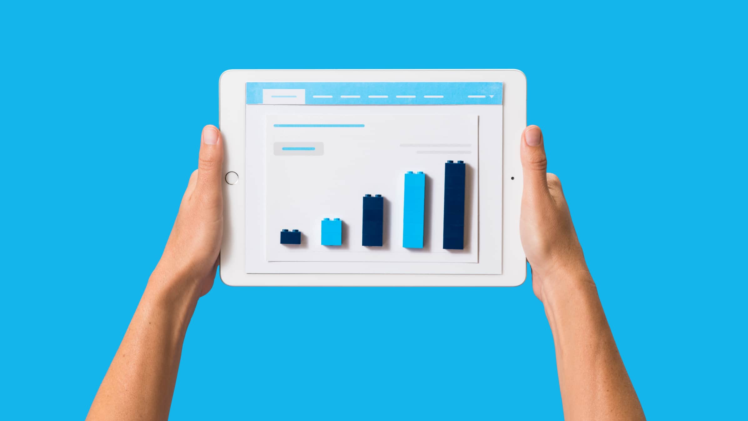 An accounting software dashboard being displayed on a tablet device.